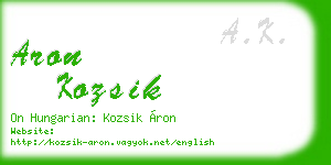 aron kozsik business card